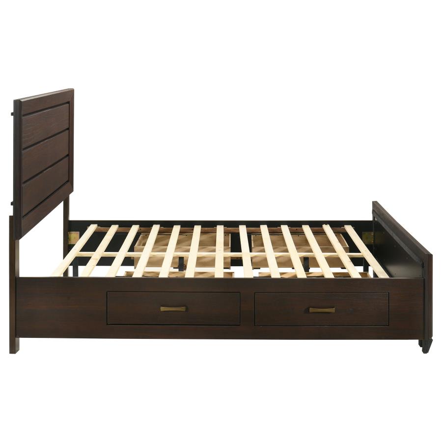 (image for) Kauffman Wood California King Storage Panel Bed Dark Cocoa