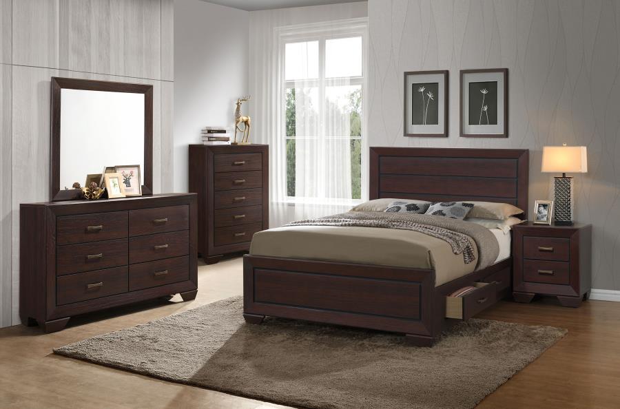 (image for) Kauffman Wood California King Storage Panel Bed Dark Cocoa