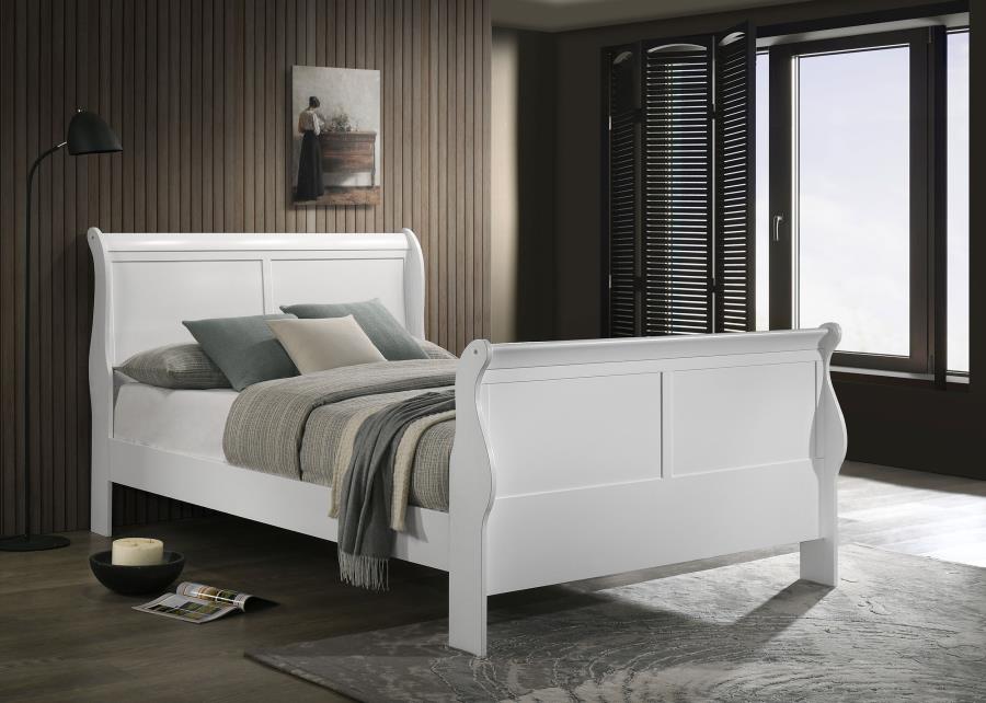 (image for) Louis Philippe Wood Queen Sleigh Bed White