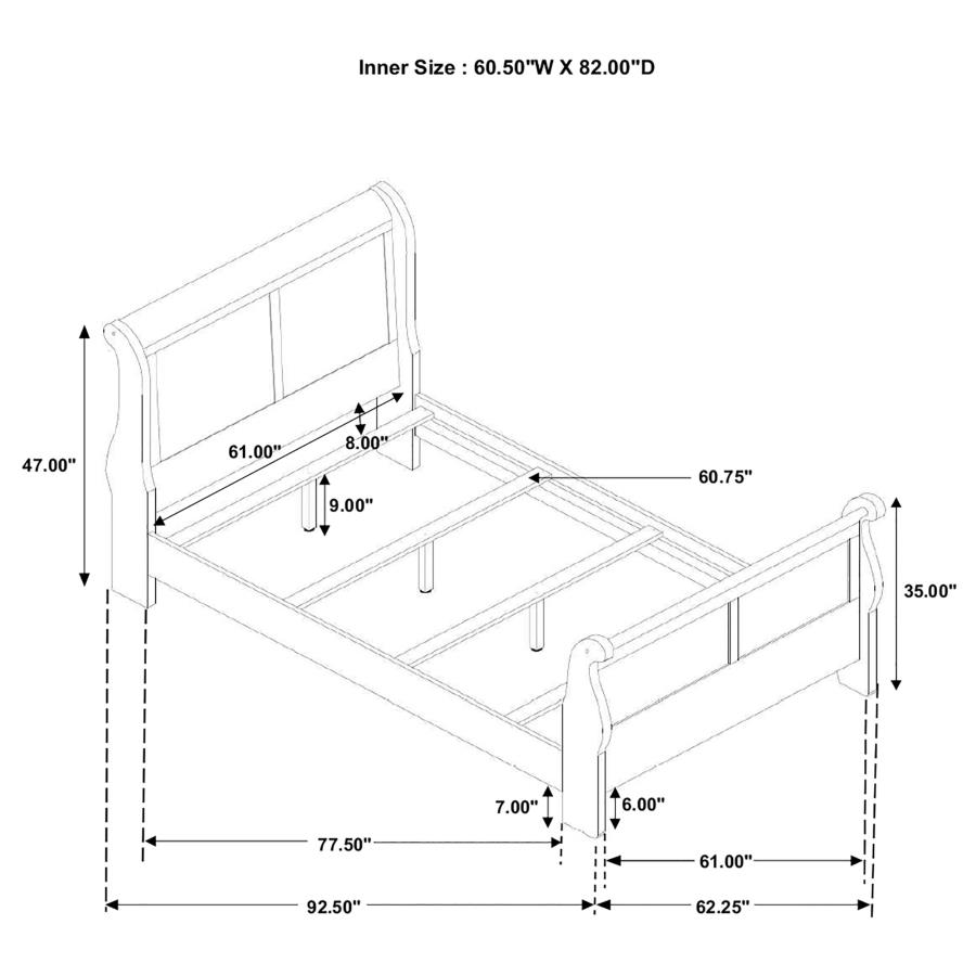 (image for) Louis Philippe Wood Queen Sleigh Bed White