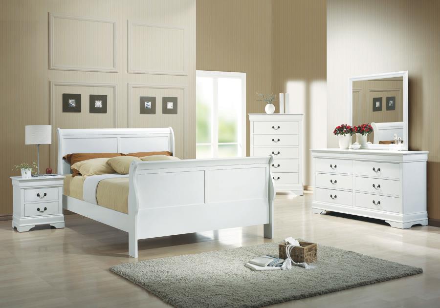 (image for) Louis Philippe Wood Queen Sleigh Bed White