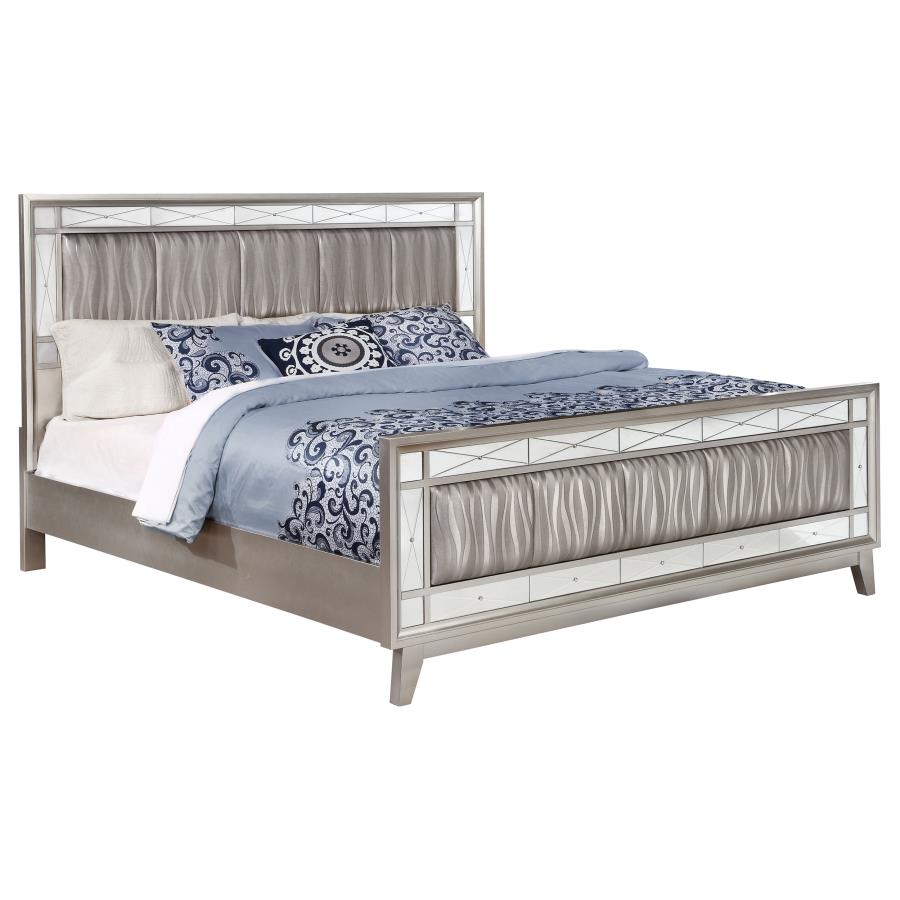 (image for) Leighton Wood Full Panel Bed Metallic Mercury - Click Image to Close