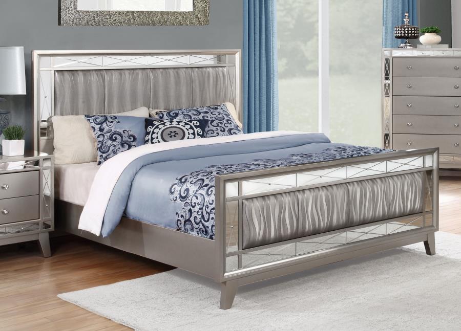 (image for) Leighton Wood Full Panel Bed Metallic Mercury