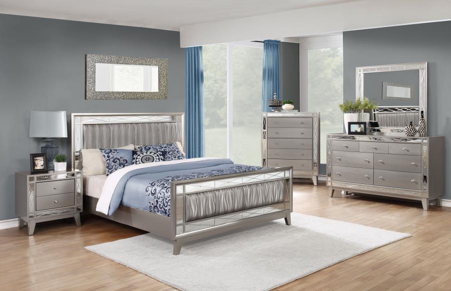 (image for) Leighton Wood Full Panel Bed Metallic Mercury