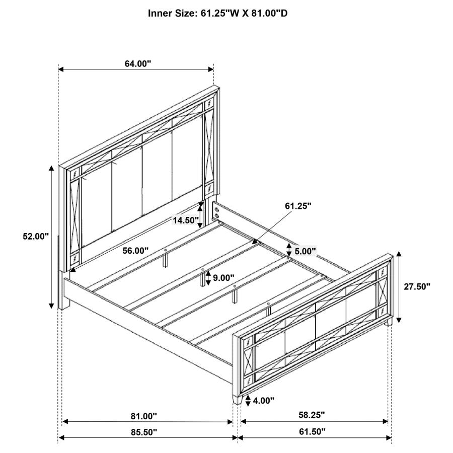 (image for) Leighton Wood Queen Panel Bed Metallic Mercury