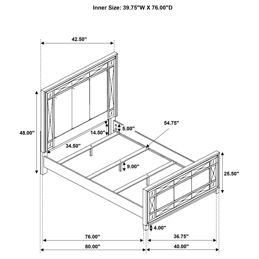 (image for) Leighton 4-piece Twin Bedroom Set Metallic Mercury