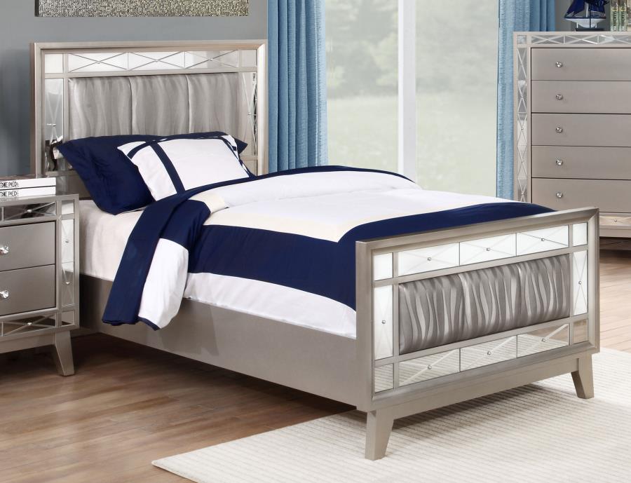 (image for) Leighton Wood Twin Panel Bed Metallic Mercury