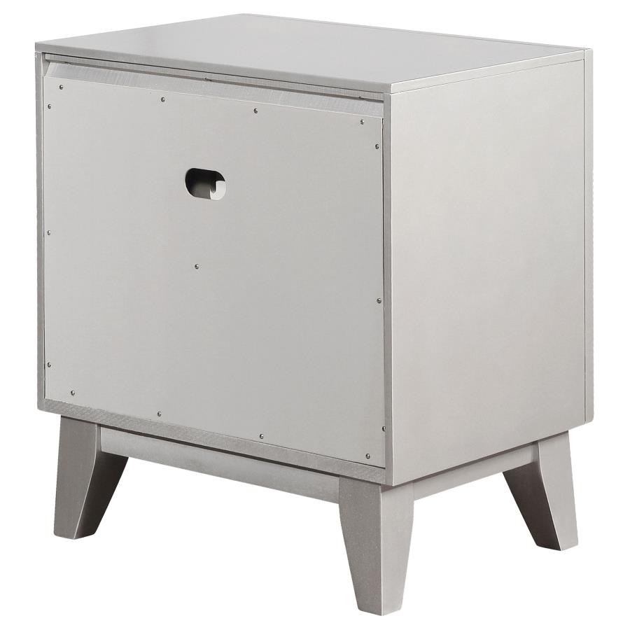 (image for) Leighton 2-drawer Nightstand Metallic Mercury