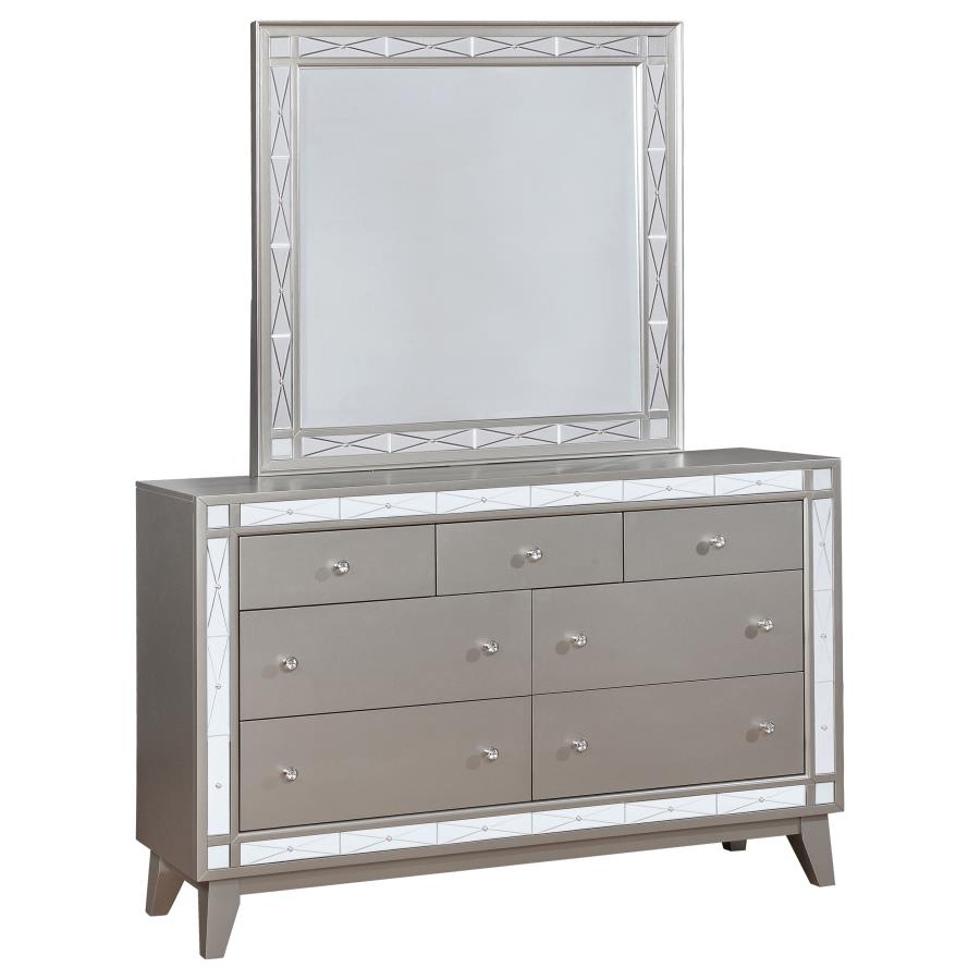 (image for) Leighton 7-drawer Dresser with Mirror Metallic Mercury - Click Image to Close