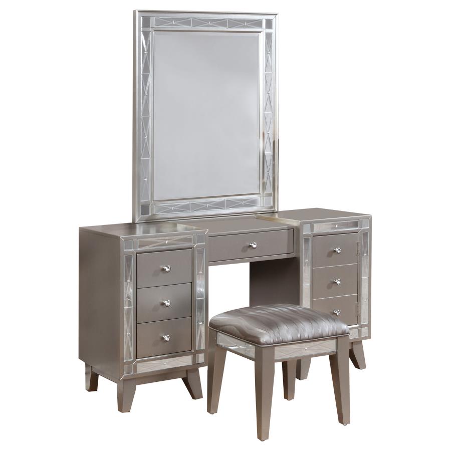 (image for) Leighton Vanity Table Set with Stool Metallic Mercury