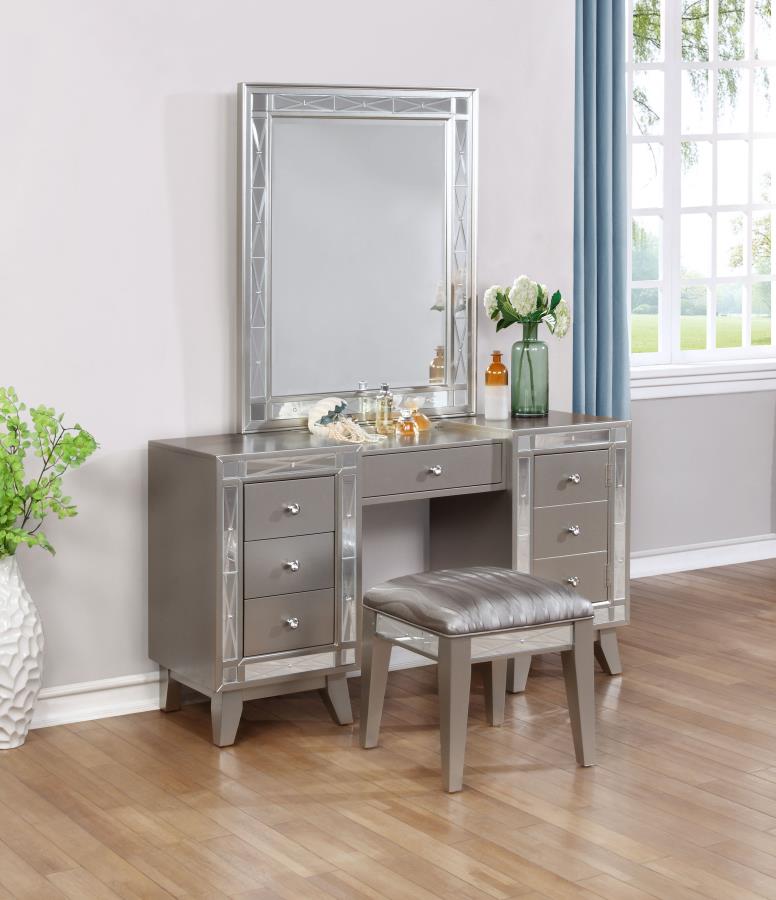 (image for) Leighton Vanity Table Set with Stool Metallic Mercury