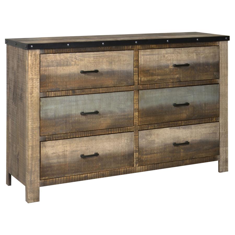 (image for) Sembene 6-drawer Dresser Distressed Multi-Color