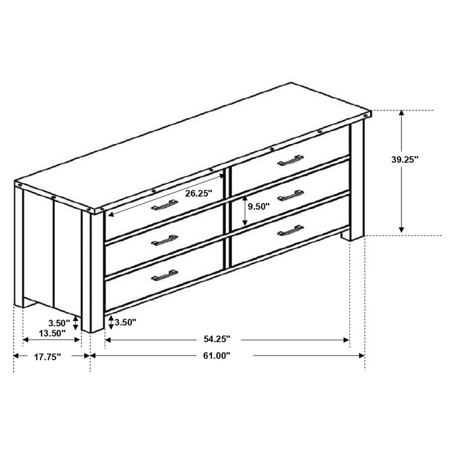 (image for) Sembene 6-drawer Dresser Distressed Multi-Color