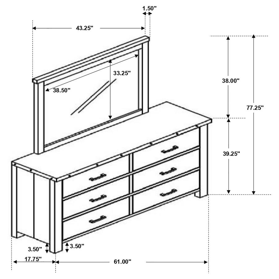 (image for) Sembene 6-drawer Dresser with Mirror Distressed Multi-Color