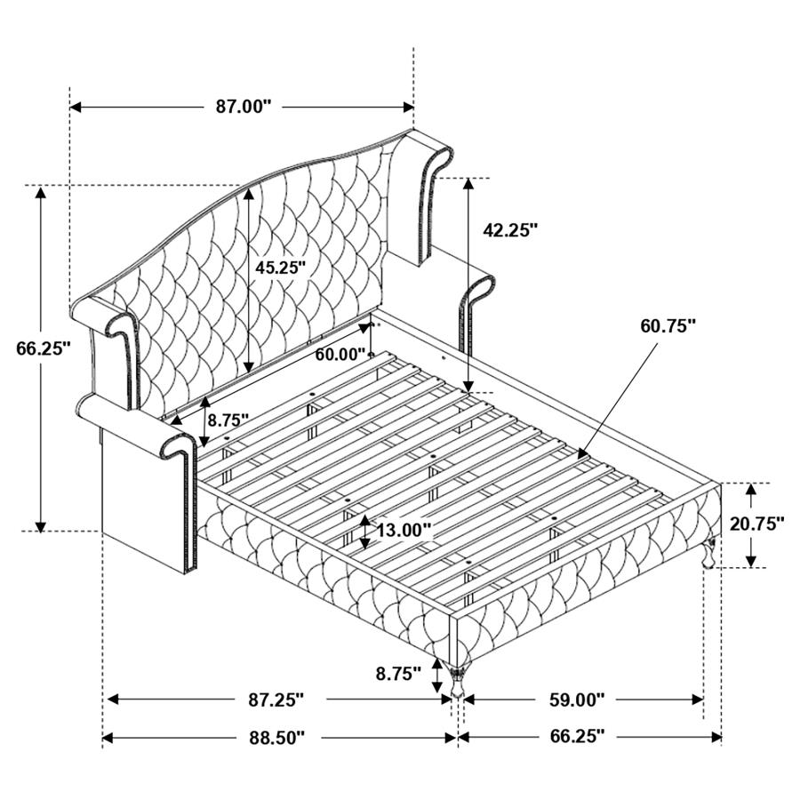 (image for) Deanna Upholstered Queen Wingback Bed Grey