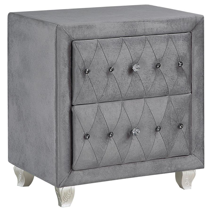 (image for) Deanna Upholstered 2-drawer Nightstand Grey