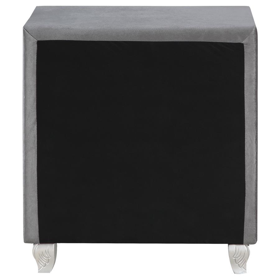 (image for) Deanna Upholstered 2-drawer Nightstand Grey