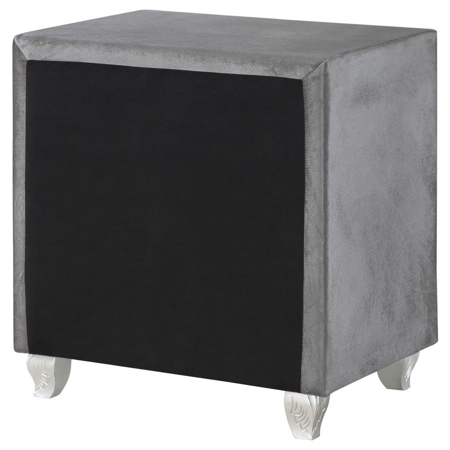 (image for) Deanna Upholstered 2-drawer Nightstand Grey