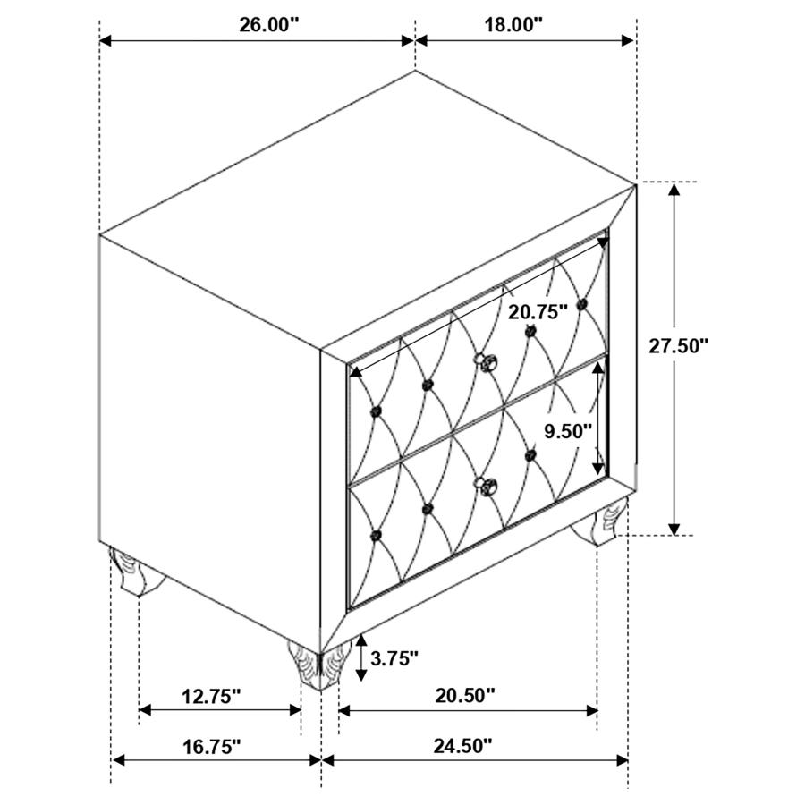 (image for) Deanna Upholstered 2-drawer Nightstand Grey