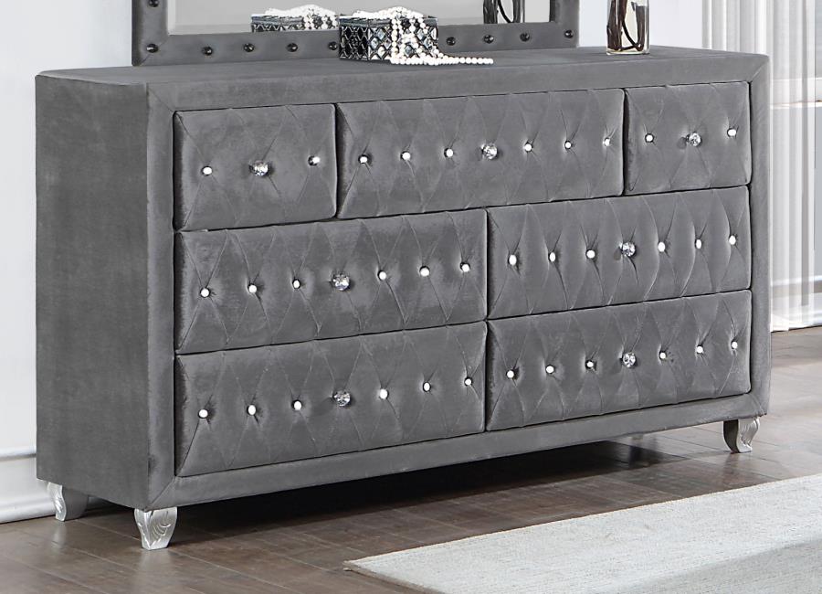 (image for) Deanna 7-drawer Upholstered Dresser Grey