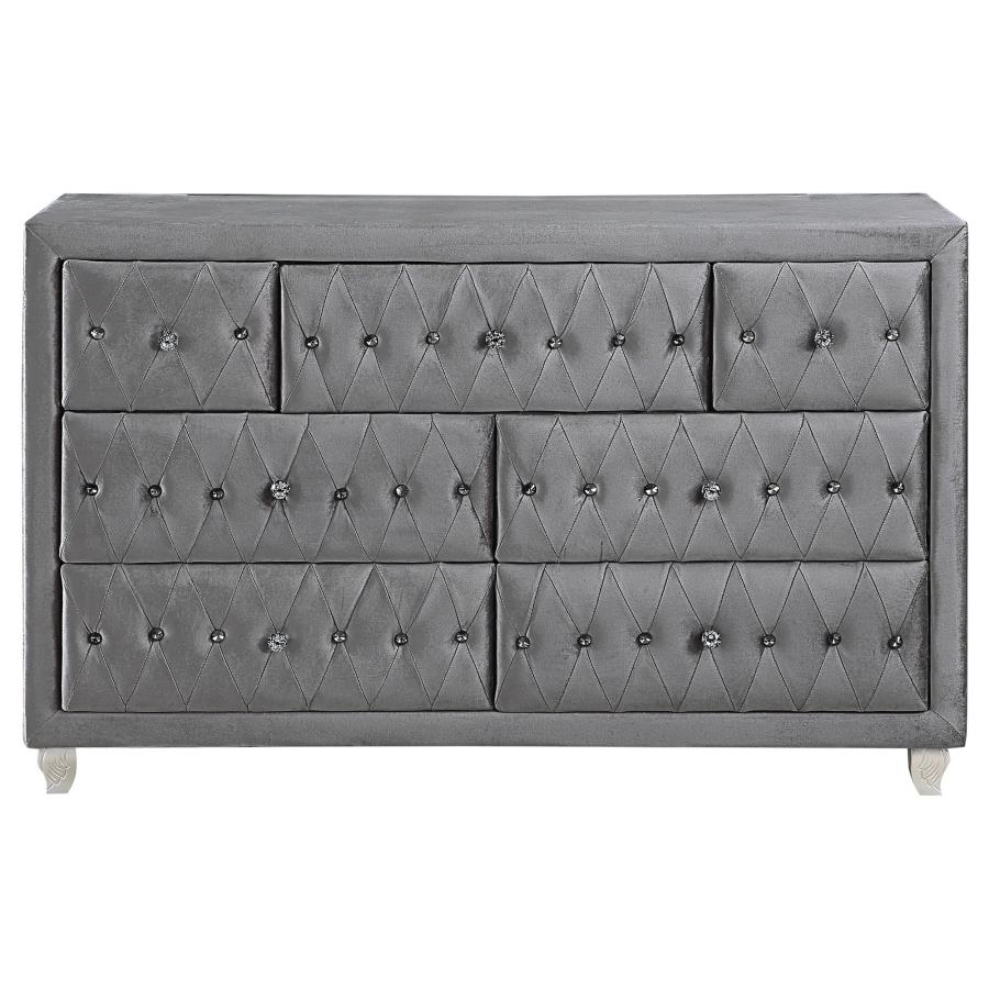 (image for) Deanna 7-drawer Upholstered Dresser Grey