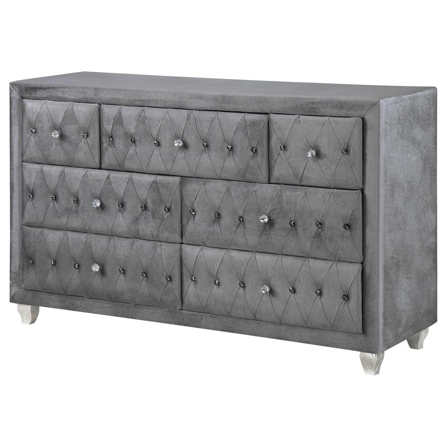 (image for) Deanna 7-drawer Upholstered Dresser Grey