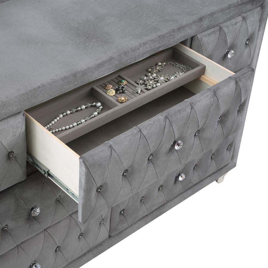 (image for) Deanna 7-drawer Upholstered Dresser Grey