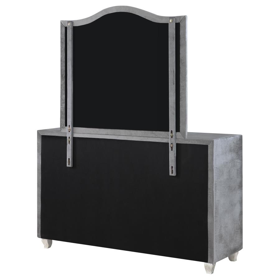 (image for) Deanna 7-drawer Upholstered Dresser with Mirror Grey