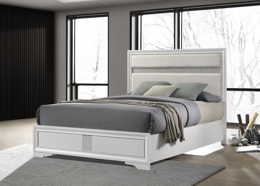 (image for) Miranda 54-inch Upholstered California King Panel Bed White