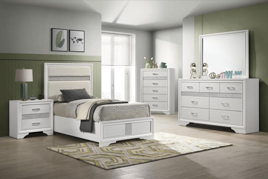 (image for) Miranda 54-inch Upholstered Twin Panel Bed White