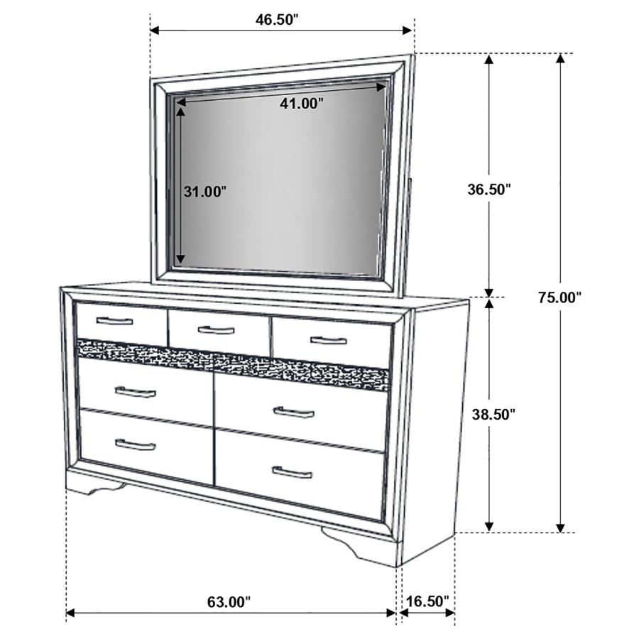 (image for) Miranda 7-drawer Dresser with Mirror White