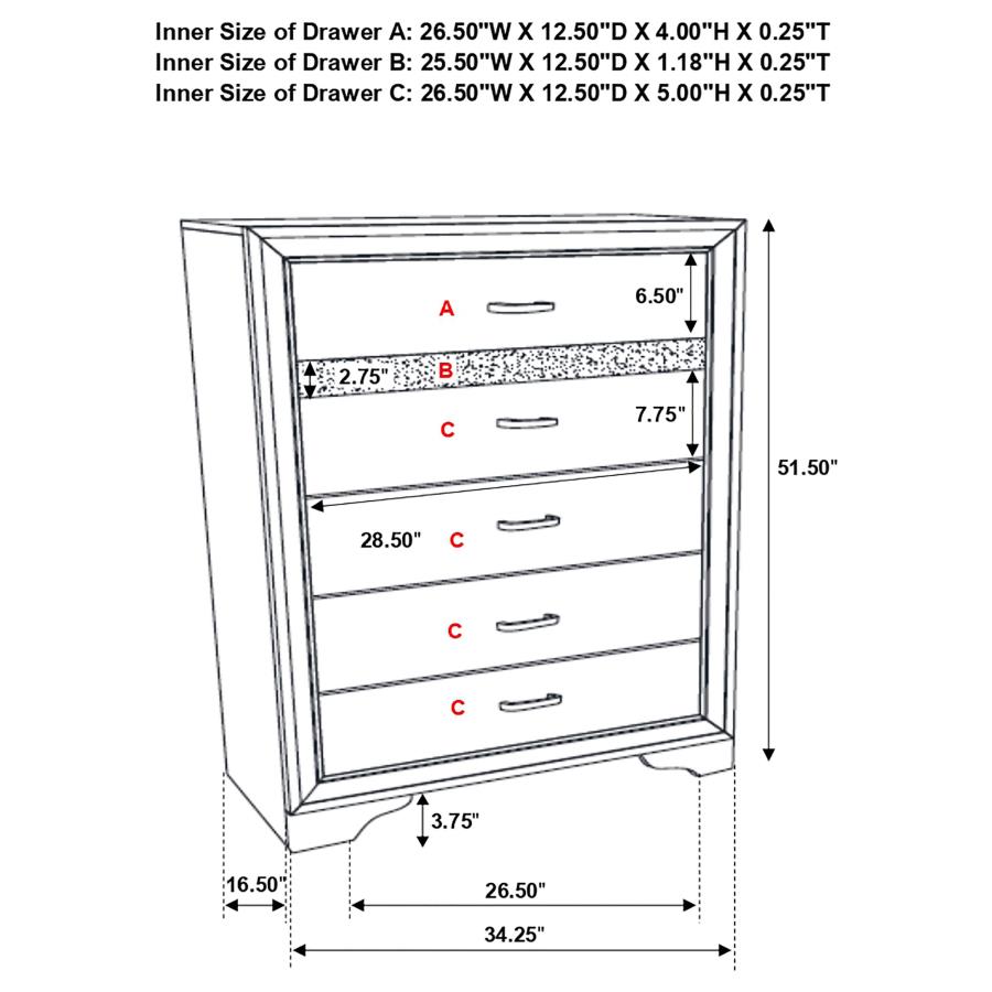 (image for) Miranda 5-drawer Bedroom Chest White