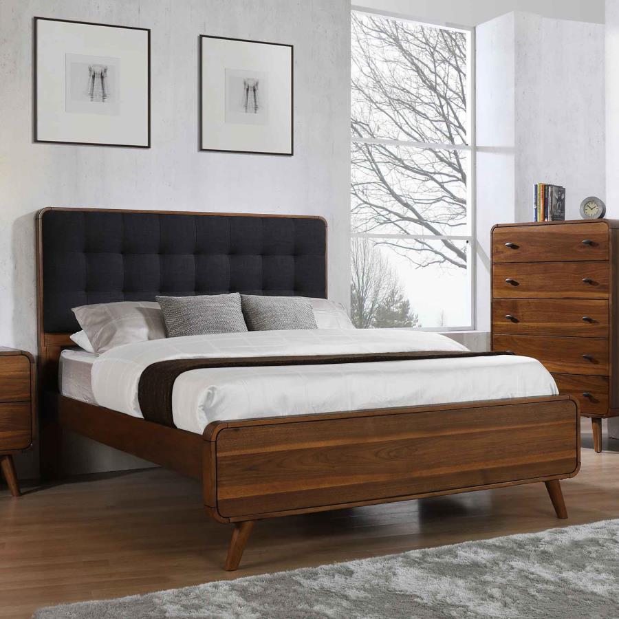 (image for) Robyn Wood California King Panel Bed Dark Walnut