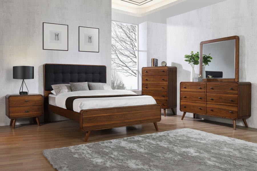 (image for) Robyn Wood California King Panel Bed Dark Walnut