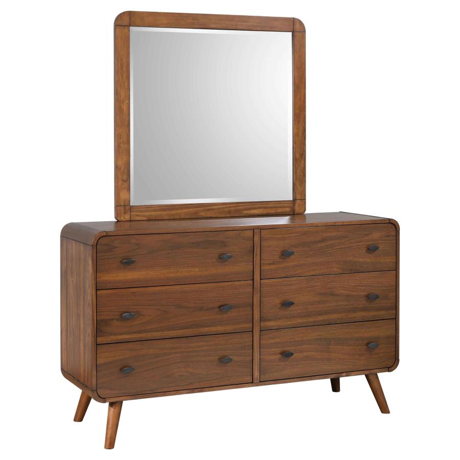 (image for) Robyn 6-drawer Dresser with Mirror Dark Walnut