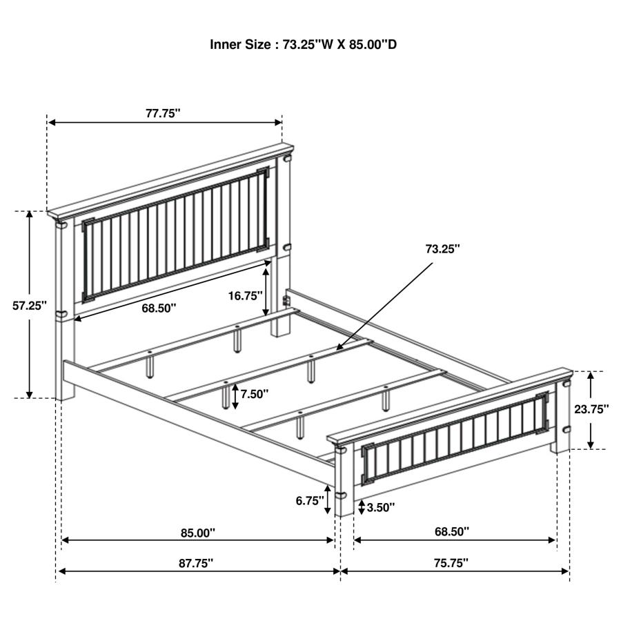 (image for) Brenner Wood California King Panel Bed Rustic Honey