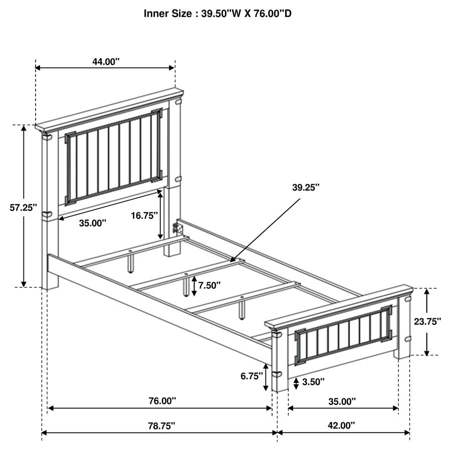 (image for) Brenner Wood Twin Panel Bed Rustic Honey