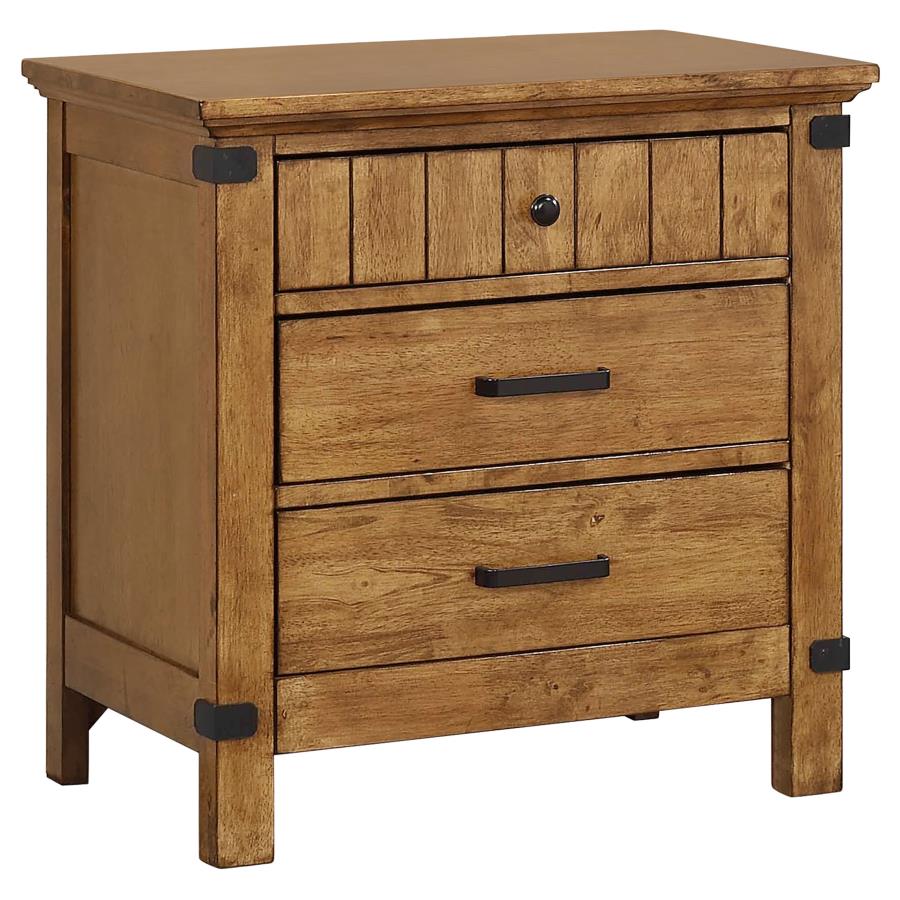 (image for) Brenner 3-drawer Nightstand Rustic Honey