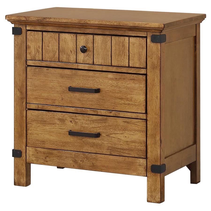 (image for) Brenner 3-drawer Nightstand Rustic Honey