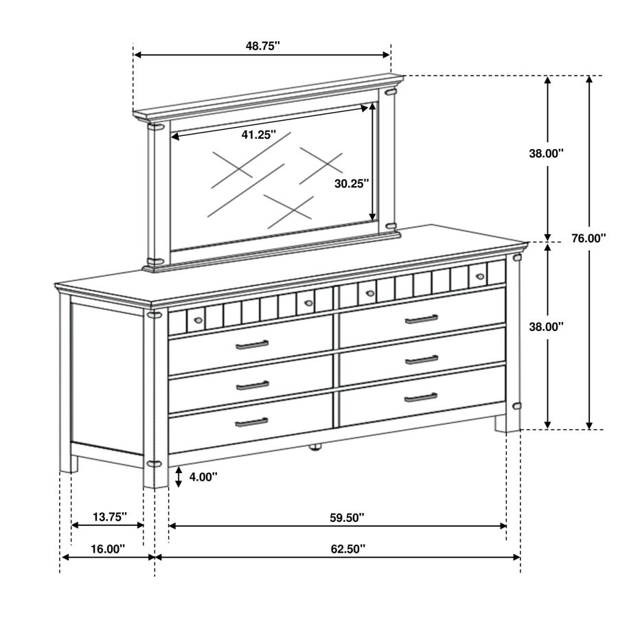 (image for) Brenner 8-drawer Dresser with Mirror Rustic Honey