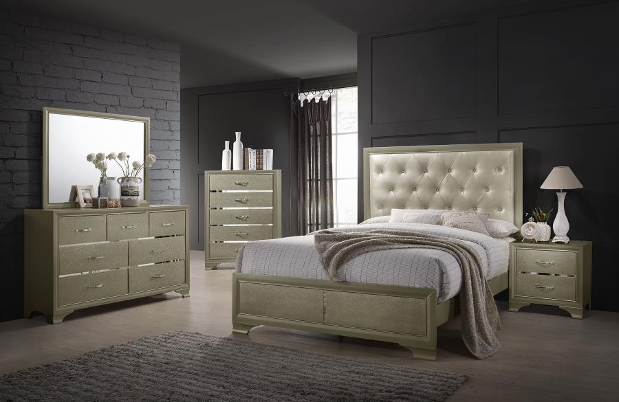 (image for) Beaumont 4-piece Eastern King Bedroom Set Champagne - Click Image to Close