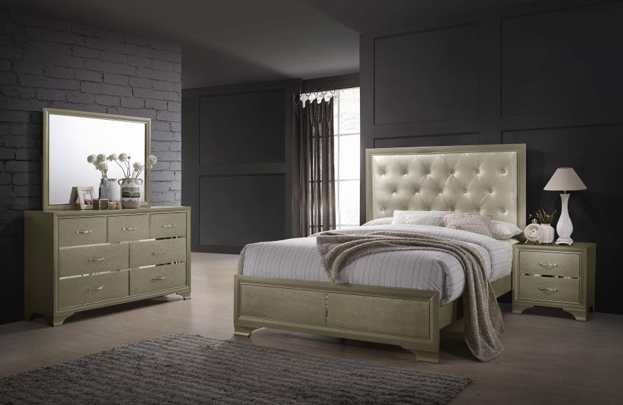 (image for) Beaumont 4-piece Queen Bedroom Set Champagne - Click Image to Close