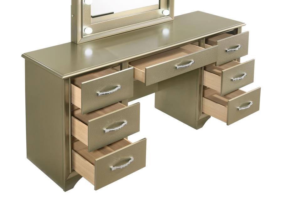 (image for) Beaumont 7-drawer Vanity Set with Lighting Champagne