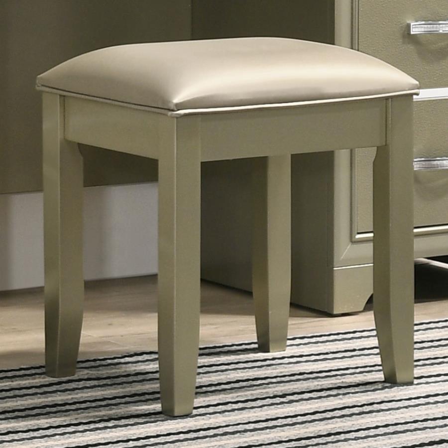 (image for) Beaumont Square Upholstered Vanity Stool Champagne