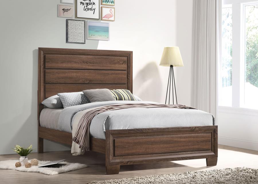 (image for) Brandon Wood Full Panel Bed Warm Brown