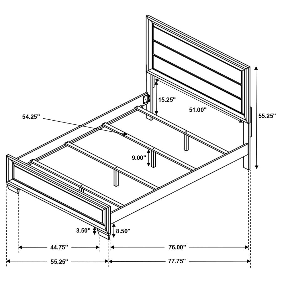 (image for) Brandon Wood Full Panel Bed Warm Brown