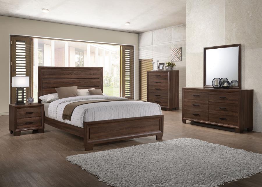 (image for) Brandon Wood Queen Panel Bed Warm Brown