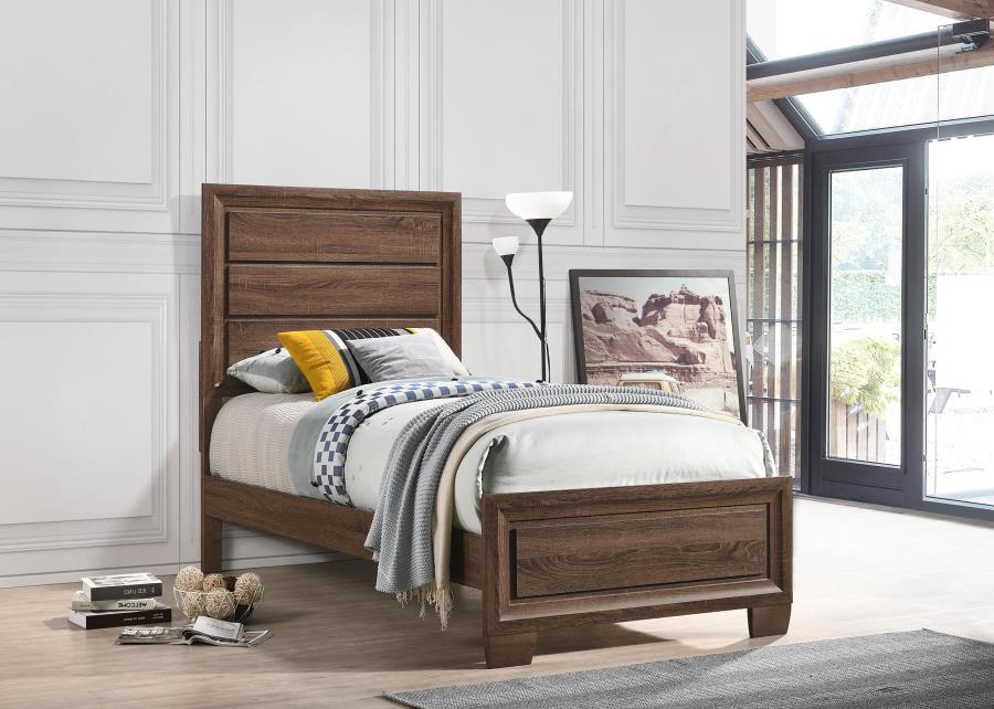 (image for) Brandon Wood Twin Panel Bed Warm Brown