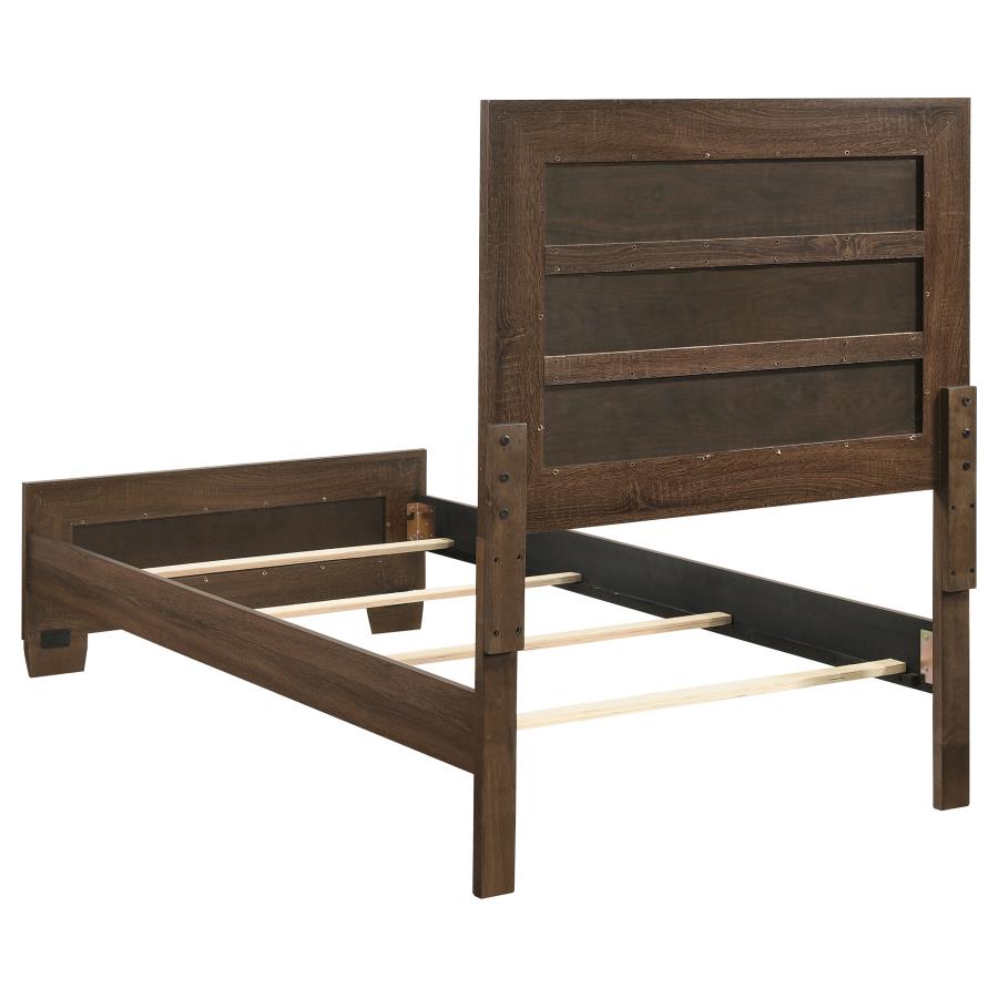 (image for) Brandon Wood Twin Panel Bed Warm Brown