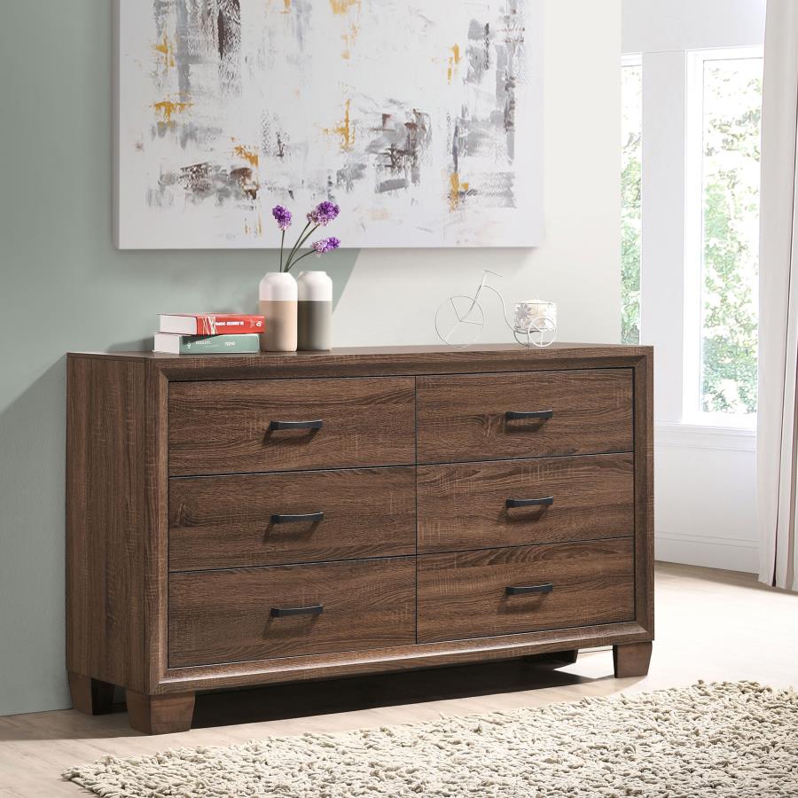 (image for) Brandon 6-drawer Dresser Warm Brown